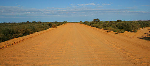Semi-cohesive soil on a road in Kalbarri National Park, Western Australia