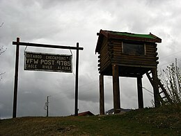 VFW Post 9785, located near the middle Glenn Highway interchange, serves as the first checkpoint for the Iditarod Trail Sled Dog Race. First iditarod checkpoint.JPG