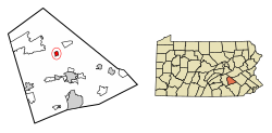 Location of Jonestown in Lebanon County, Pennsylvania