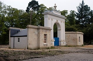 London Lodge (1793), Highclere Castle, Hampshire. Coade stone dressed brick. (1840), Highclere Castle, Hampshire, May 2014 (See "Highclere Castle, London Lodge" section)