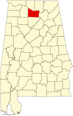 Map of Alabama highlighting Morgan County