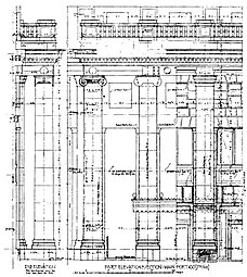 Detail of the exterior colonnade