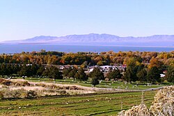 City of Willard, with Willard Bay and the Promontory Mountains in the background