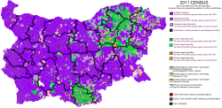 Дял на доминиращата етническа група, по землищата на населените места.