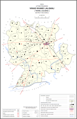 Map showing Khajurgaon Mu. (#861) in Lalganj CD block