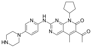 <span class="mw-page-title-main">Palbociclib</span> Medication for HR+ HER2− breast cancer