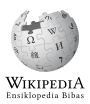 Wikipedia logo displaying the name "Wikipedia" and its slogan: "The Free Encyclopedia" below it, in Iban