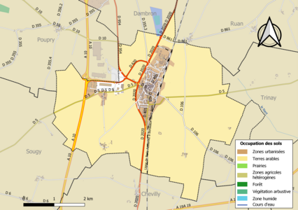 Carte des infrastructures et de l'occupation des sols en 2018 (CLC) de la commune.