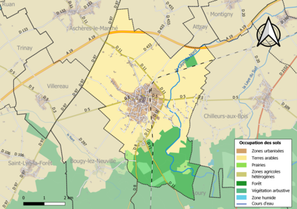 Carte des infrastructures et de l'occupation des sols de la commune en 2018 (CLC).