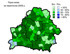 Населення Білорусі за рідною мовою, 2009 рік