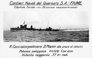 Italian destroyer <i>Daniele Manin</i> Destroyer of the Regia Marina