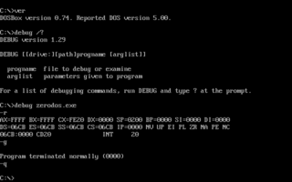 Debug (command) Line-oriented debug utility in DOS