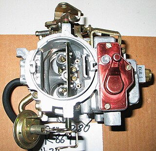 <span class="mw-page-title-main">Carburetor</span> Component of internal combustion engines which mixes air and fuel in a controlled ratio