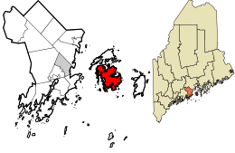 Location in Knox County and the state of Maine.