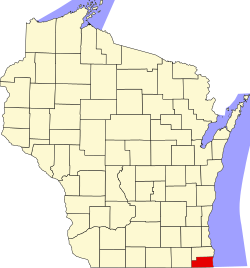 Karte von Kenosha County innerhalb von Wisconsin