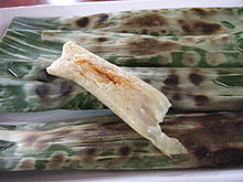 Otak-otak in banana leaf Otak-otak Jakarta.JPG