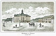 Marktplatz mit Rathaus von Naunhof, 1898