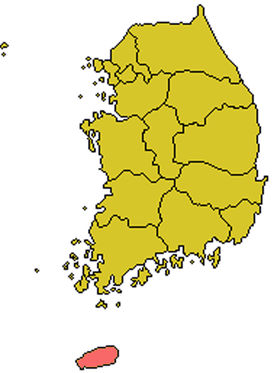 Территория епархии Чеджу на карте Южной Кореи