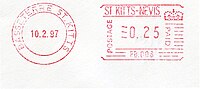 Saint Kitts and Nevis meter stamp displaying St Edward's Crown