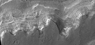 Close view of light and dark toned layers, as seen by HiRISE under HiWish program