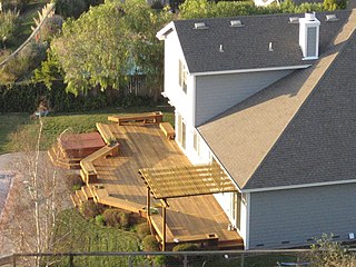 <span class="mw-page-title-main">Deck (building)</span> Surface similar to a floor, but typically constructed outdoors and connected to a building