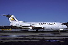 A Linjeflyg Fokker F28 at Zurich Airport Linjeflyg F-28-4000 SE-DGR.jpg