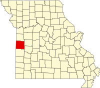 Map of Missouri highlighting Bates County