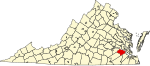 State map highlighting Surry County