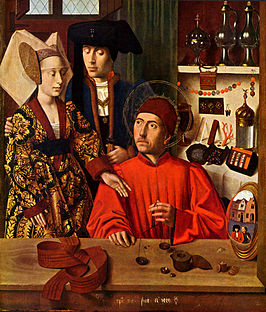 Eligius geeft ring aan Godeberta, door Petrus Christus