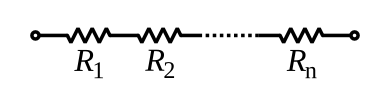 This is a diagram of several resistors, connected end to end, with the same amount of current through each.