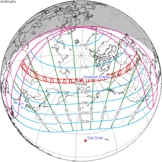 <span class="mw-page-title-main">Solar eclipse of July 1, 2057</span> Future annular solar eclipse