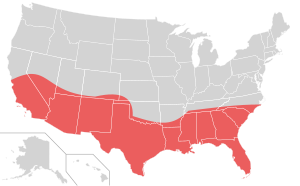 The Sun Belt, highlighted in red