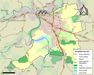 Carte en couleurs présentant l'occupation des sols.