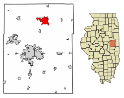 Location of Rantoul in Champaign County, Illinois.