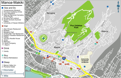 Map of Honolulu/Manoa-Makiki