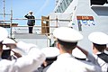 The announcing of the ship's name.