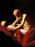 Saint Jerome penitent by Caravaggio, c. 1606.