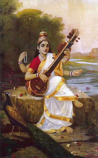 <span class="mw-page-title-main">Saraswati</span> Principal Hindu goddess, goddess of knowledge, music, and speech