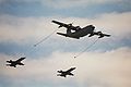 A KC-130H and two F-18 of the Spanish Air Force.