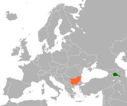 Map indicating locations of Armenia and Bulgaria