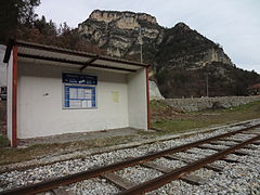 Halte de Rigaud-le-Cians sur la partie de la ligne située dans les Alpes-Maritimes.