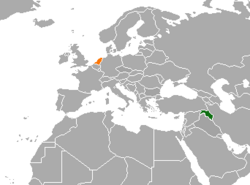 Map indicating locations of Kurdistan Region and Netherlands