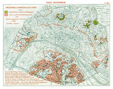 Carte des anciennes carrières de Paris