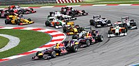 The opening lap of the Malaysian Grand Prix