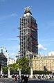 Il Big Ben coperto da impalcature durante la ristrutturazione