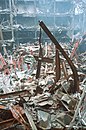 Interior of 6 WTC showing debris from the North Tower in the open area, including a piece that became the World Trade Center cross.