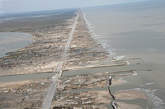 Dommages à grande échelle faits par l'ouragan Ike à Gilchrist.