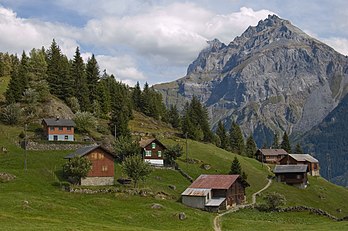 Vue du village d'Arni ob Amsteg et du Groß Windgällen (3 188 m) dans le canton d'Uri, en Suisse. (définition réelle 3 008 × 2 000)