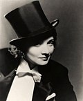 Thumbnail for File:Morocco (film) 1930 Josef von Sternberg, director. Marlene Dietrich, cross dress, top hat.jpg