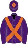 Purple, orange cross belts and diamond on cap